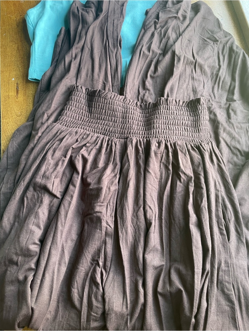 2 Piece Zenana Outfit Dark Brown Palazzo Pants and Teal Tank - Picture 6 of 9